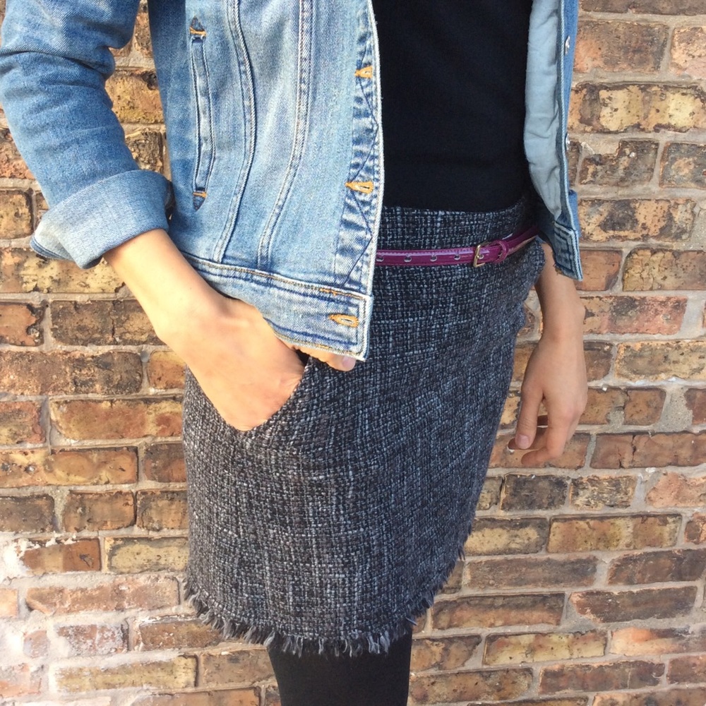 MEXX Gray Tweed Skirt, Above Knee, size 10